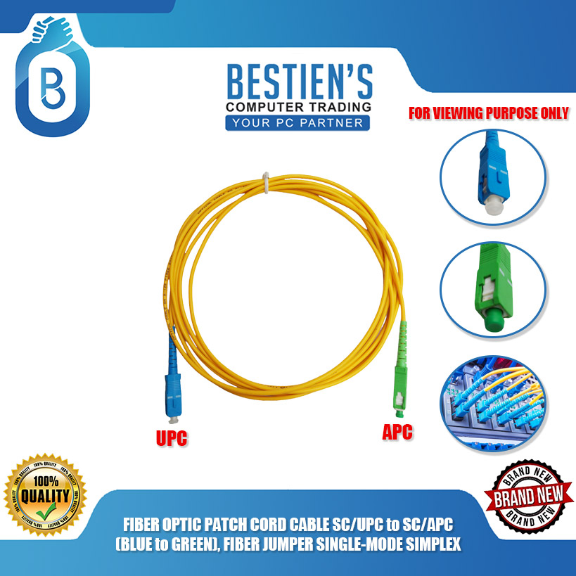 FIBER OPTIC PATCH CORD CABLE SC/UPC to SC/APC (BLUE to GREEN), FIBER ...