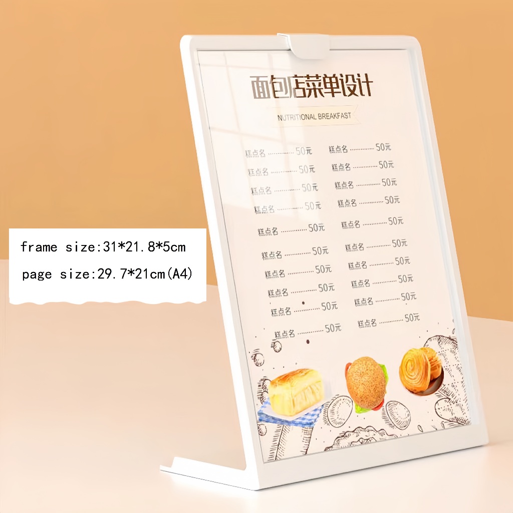 Menu Holder Restaurant Desktop Display A4 Billboard Milk Tea Shop Menu ...