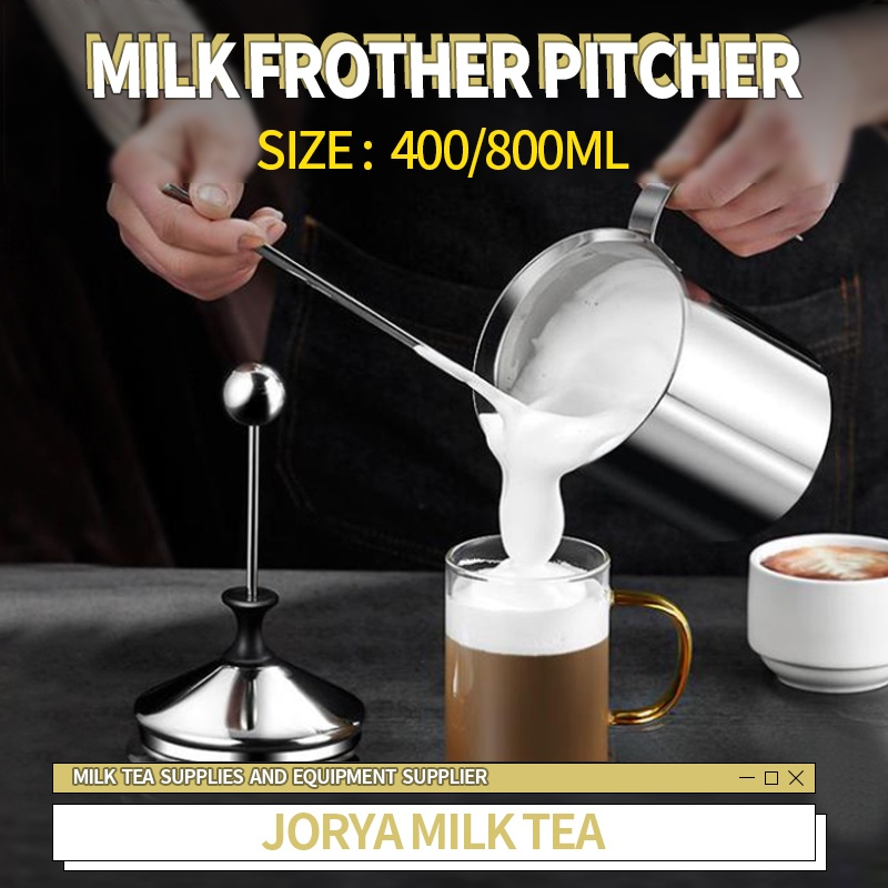 400ml/800ml Manual Milk Frother Stainless Steel Double Mesh Milk Creamer  Milk Foam Mesh Coffee Foamer Creamer