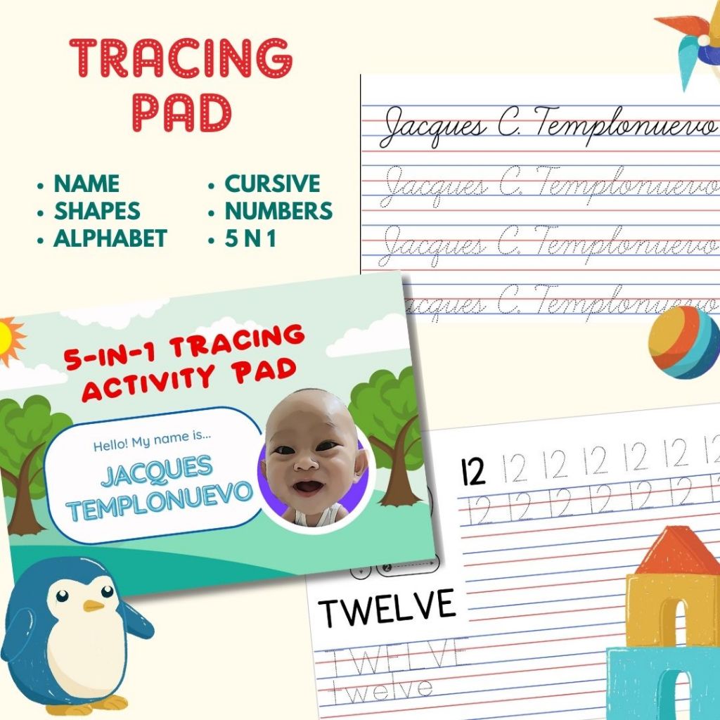 Tracing Activity Workpad for Kids | Personalized Tracing Worksheet ...