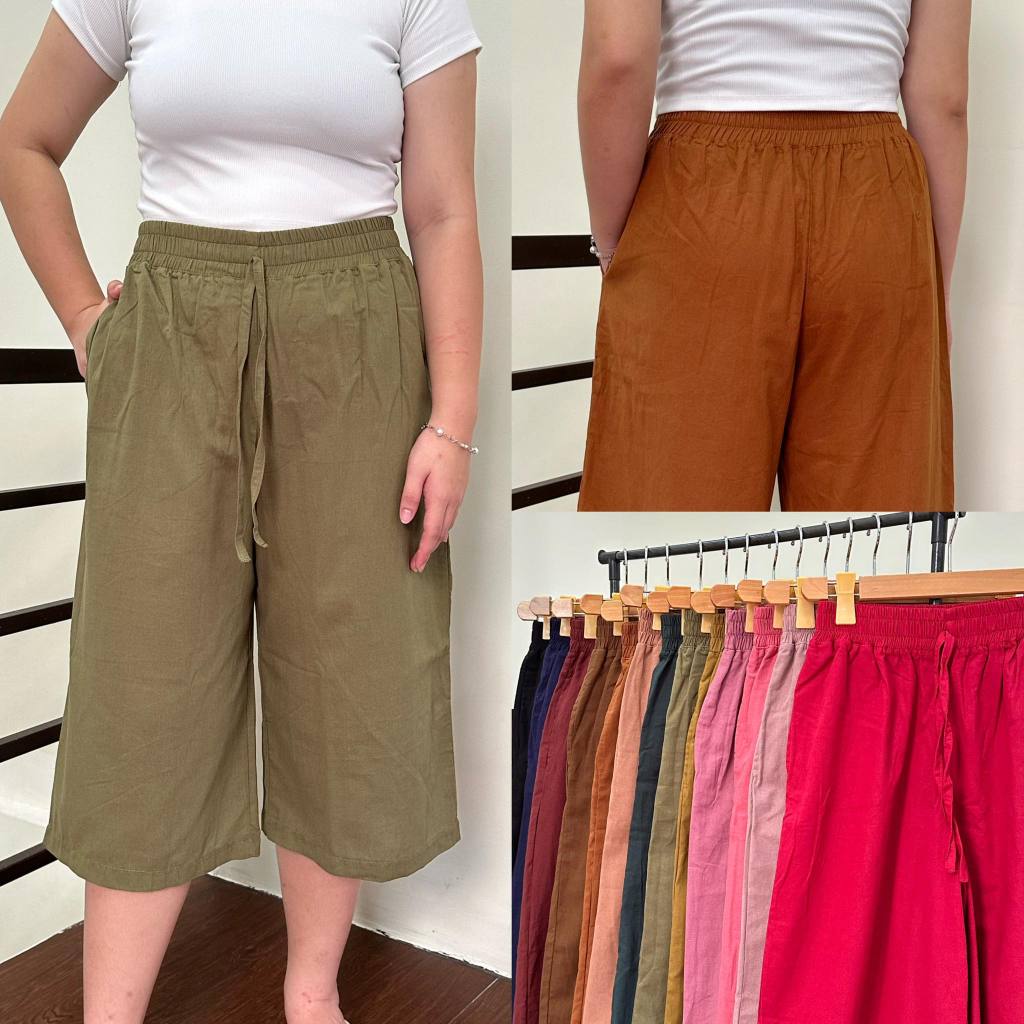 Pants 3/4 tokong capri plain plus size for women fits size 28-34 waistline