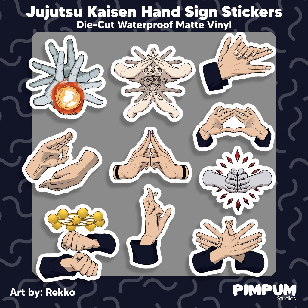 Jujutsu Kaisen Hand Sign Stickers | Die-Cut Waterproof Matte Vinyl ...