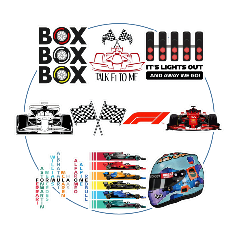 F1 Formula One Vinyl Waterproof Stickers | Laminated Laptop Phone Bag ...