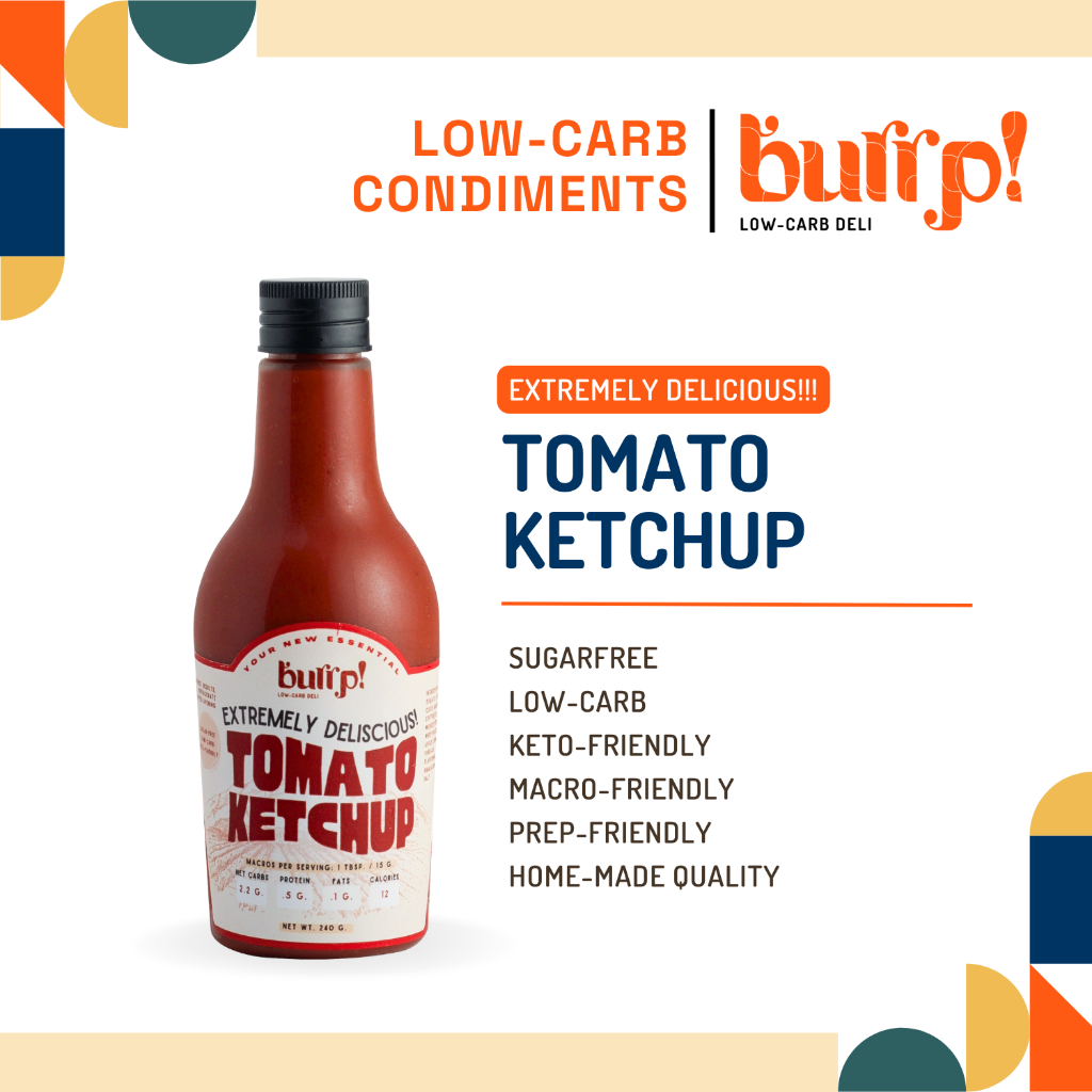 Burrp Tomato Ketchup 240g Sugarfree Low Carb Keto Low Calorie Diabetic