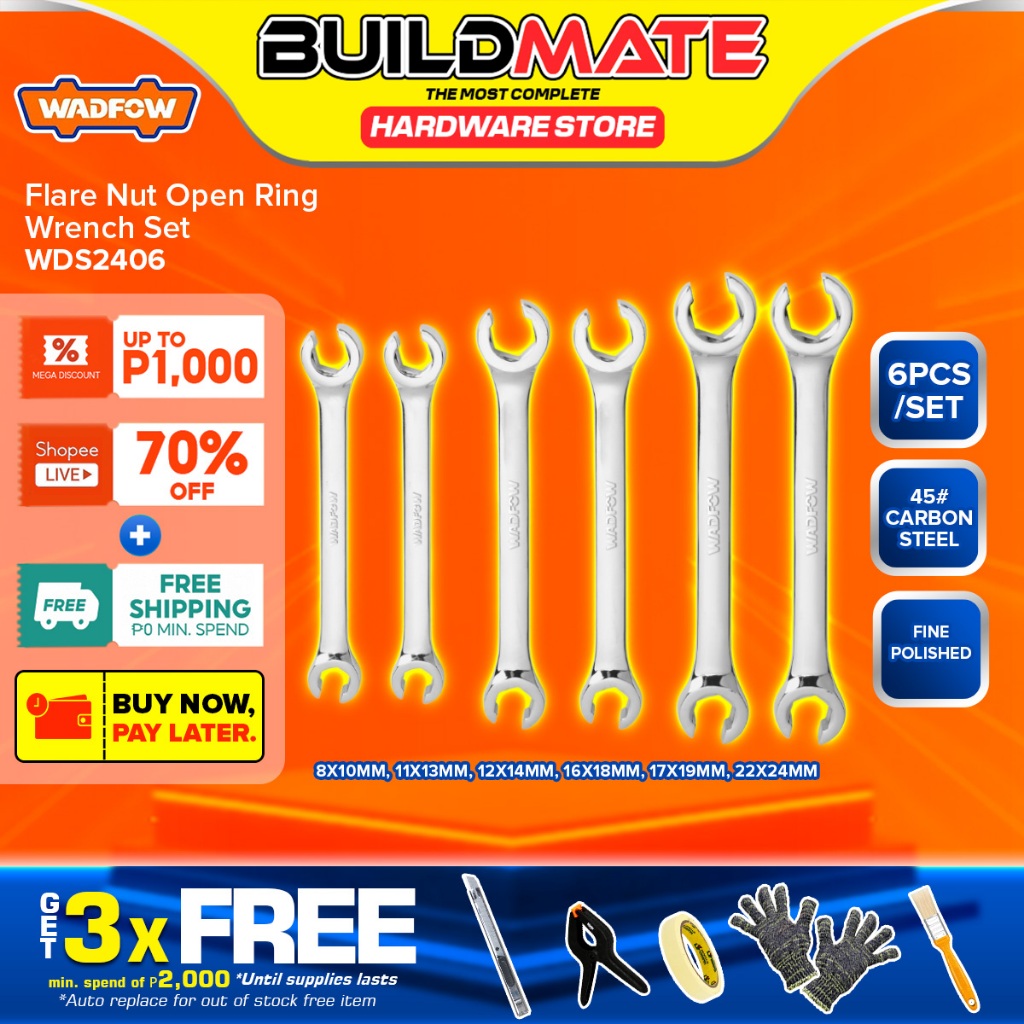 thumbnail image 2 of Line Wrench Set, 10mm 12mm 13mm 14mm 15mm 17mm Flare Nut Wrench Ratchet Mechanism For Air Conditioning Lines 2 of 10