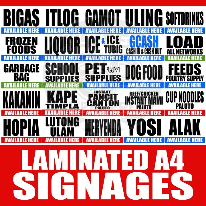 A4 Laminated Signages Simple Minimalist 