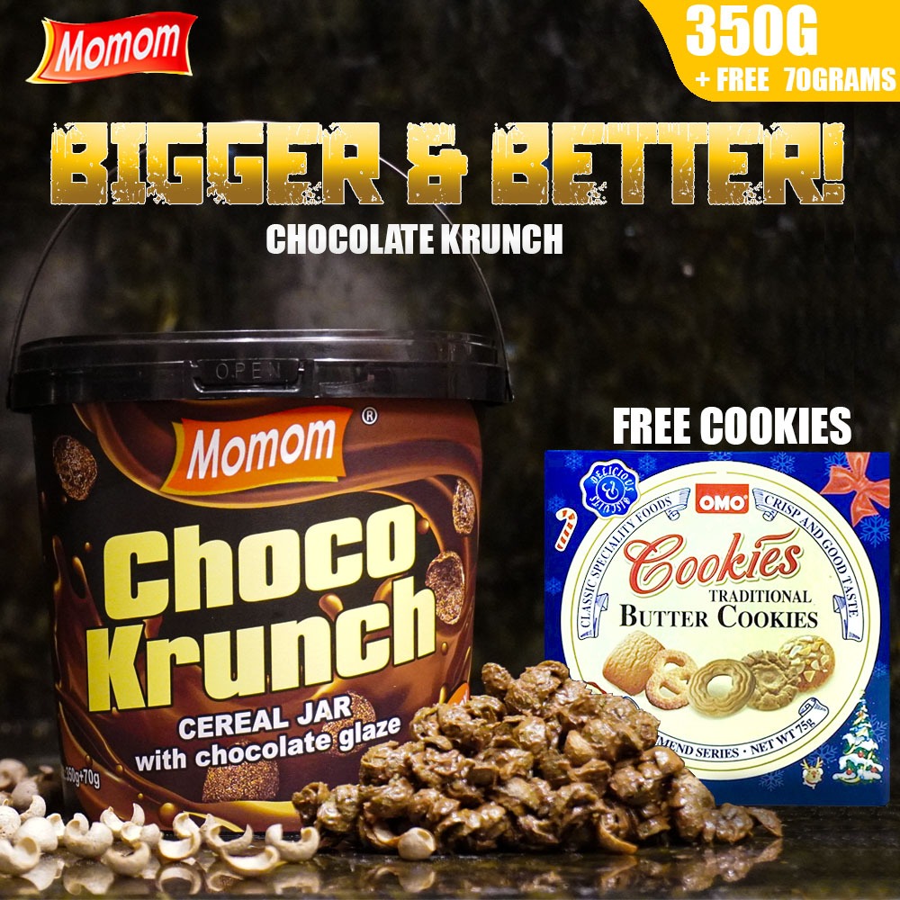 FREE COOKIES] Momom Food Chocolate Krunch, Crunchy Cereal Snack with  Chocolate Glazed (420 Grams) | Shopee Singapore