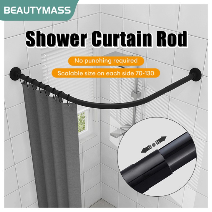 BTY L Shape Shower Curtain Rod Pole Adjustable Stainless Steel bathroom