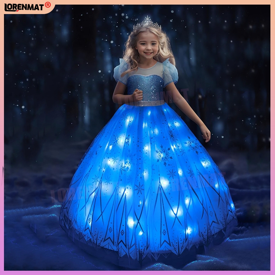 Frozen Dresses Elsa Costume For Kids Girl Cosplay Clothing Dresses Led ...