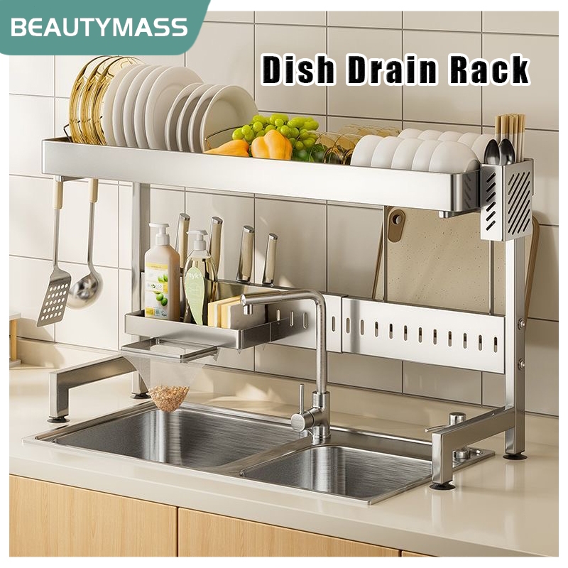 BTY High Quality Dish Drainer Rack Stainless Dish Rack Over The Sink ...