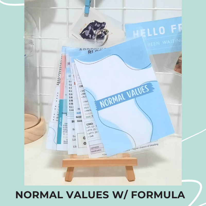 MNotable Normal Values Nursing Flashcard (Laminated) | Shopee Singapore