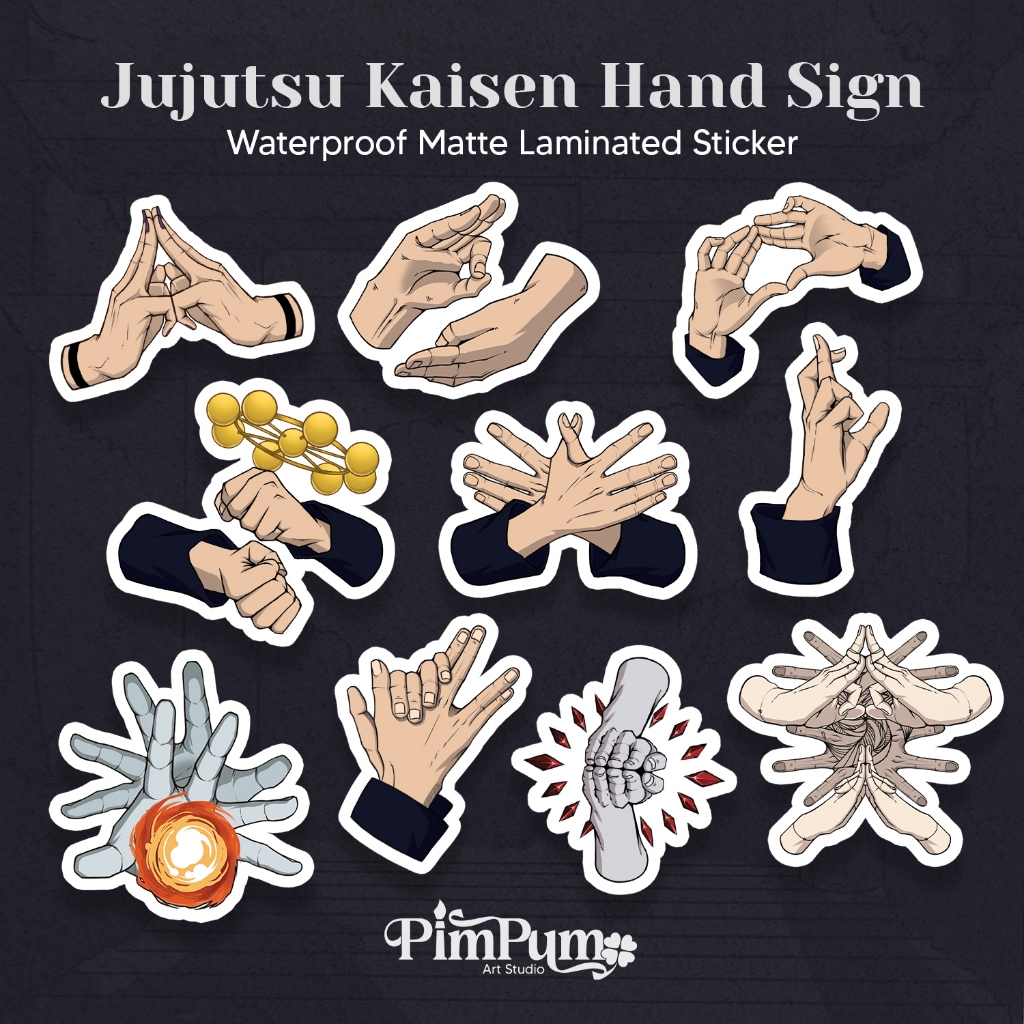 Jujutsu Kaisen Hand Sign Stickers Die Cut Waterproof Matte Vinyl 