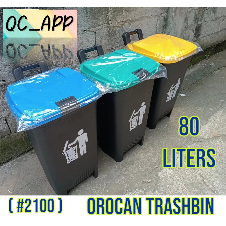 ( 2100) 80L OROCAN Trash bin Trash Can with Wheels and lock basurahan ...