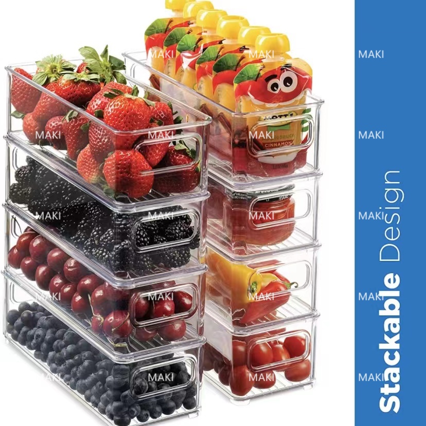 Food organizer with handle storage box with lid clear drawer crisper ...