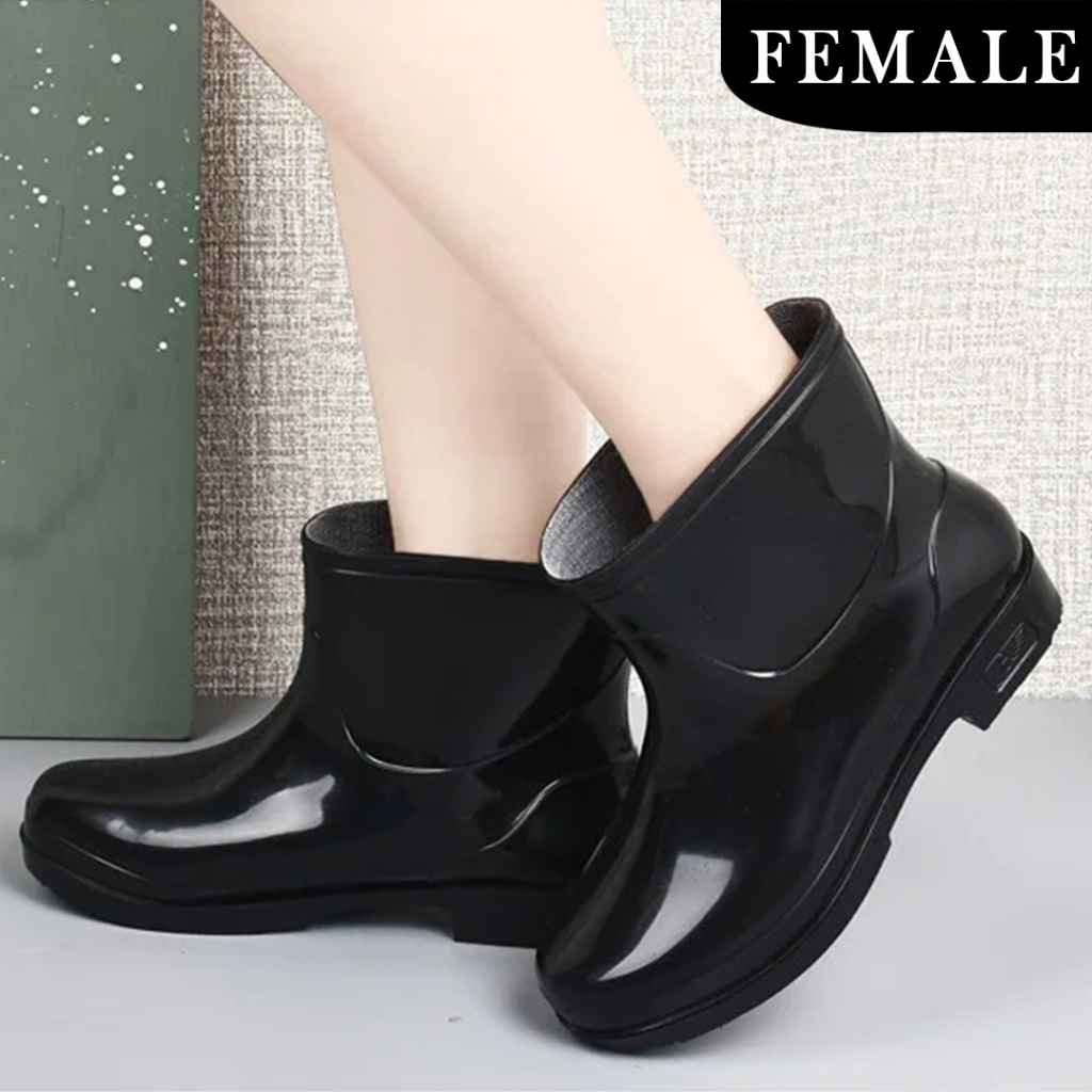 Black Low Cut Rain Boots Bota Adult rain shoes Men and Women s Rainshoes PVC water shoes 36 44