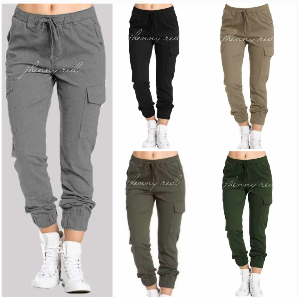 Stretchable Cargo Jogger Pants for Women with Side Pocket (Small