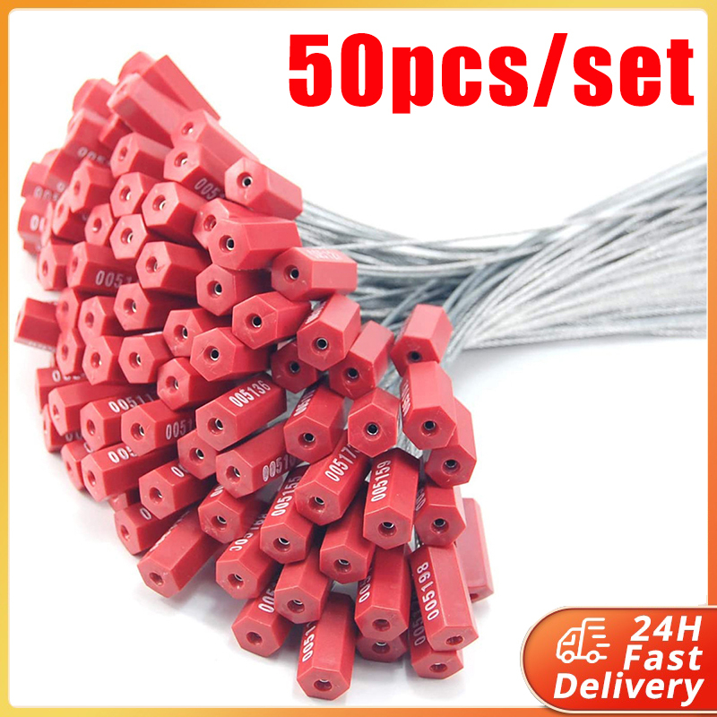 50/10 Numbered Tamper-Proof Security Tags Pull Tight Steel Cable Seals ...