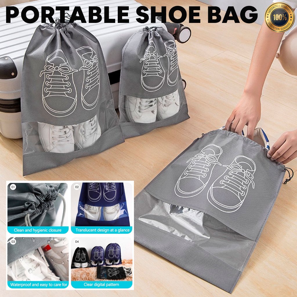 Multifuctional Non Woven Drawstring Shoe Dust Cover Waterproof Dustproof Travel Bag Shopee Singapore