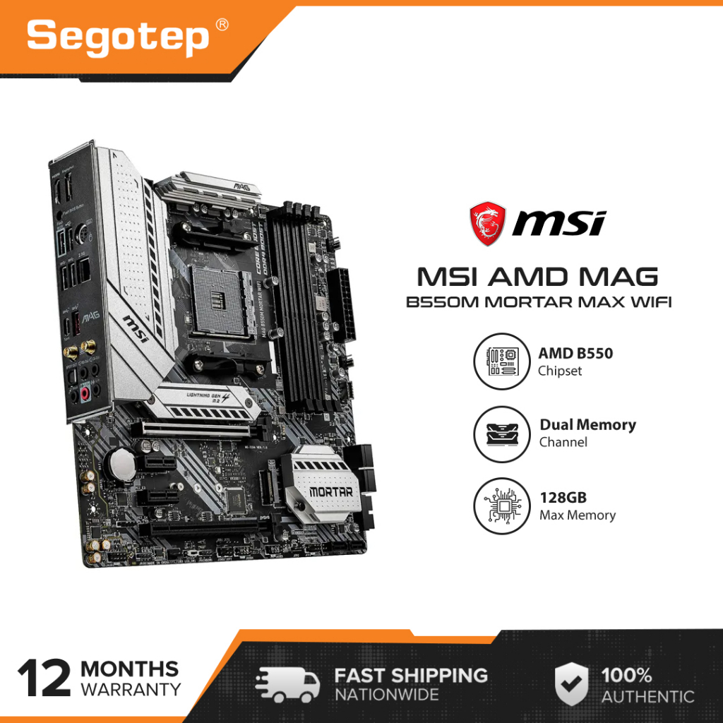 MSI AMD MAG B550M Mortar Max Wi-Fi DDR4 Motherboard (Socket AM4 ...