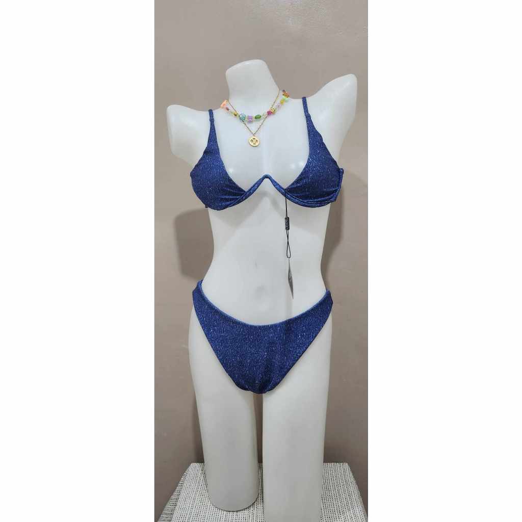Plain Deep Plunge Underwired Bikini Swimsuit Shopee Singapore