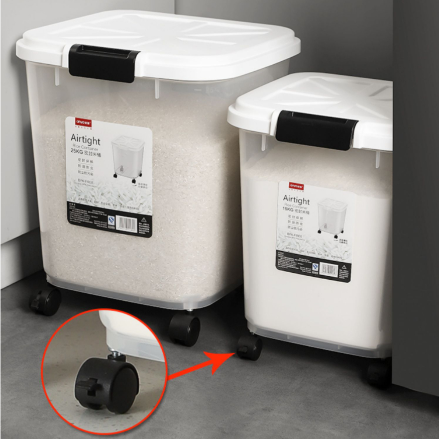 Rice dispenser 25kg airtight cereal rice box storage container moisture ...
