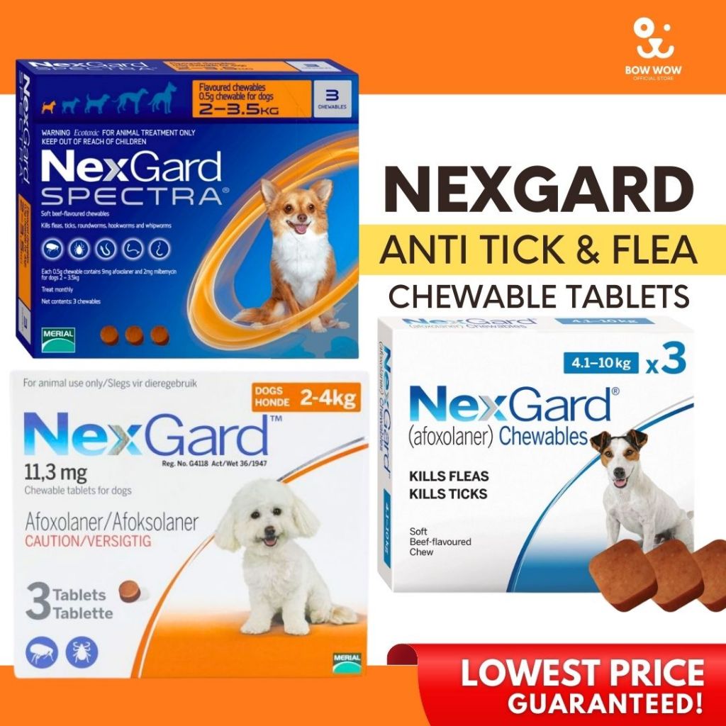 Nexgard Spectra and Nexgard Afloxaner Control Anti Ticks & Fleas Chewable 1Tablet for Dogs