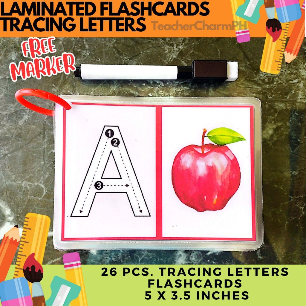 TRACING LETTERS WITH PICTURES Laminated Educational Flashcards Shopee