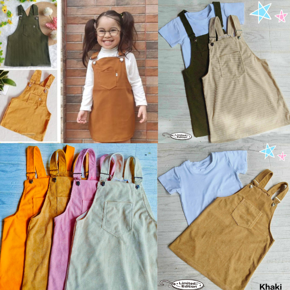 OOTD Kids Jumper Skirt Corduroy With Inner Tops Makapal Good Quality