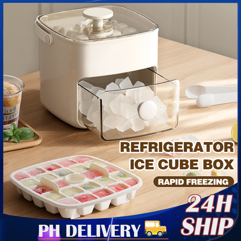 Ice cube production box Ice cube box for fridge Push type double layer ...