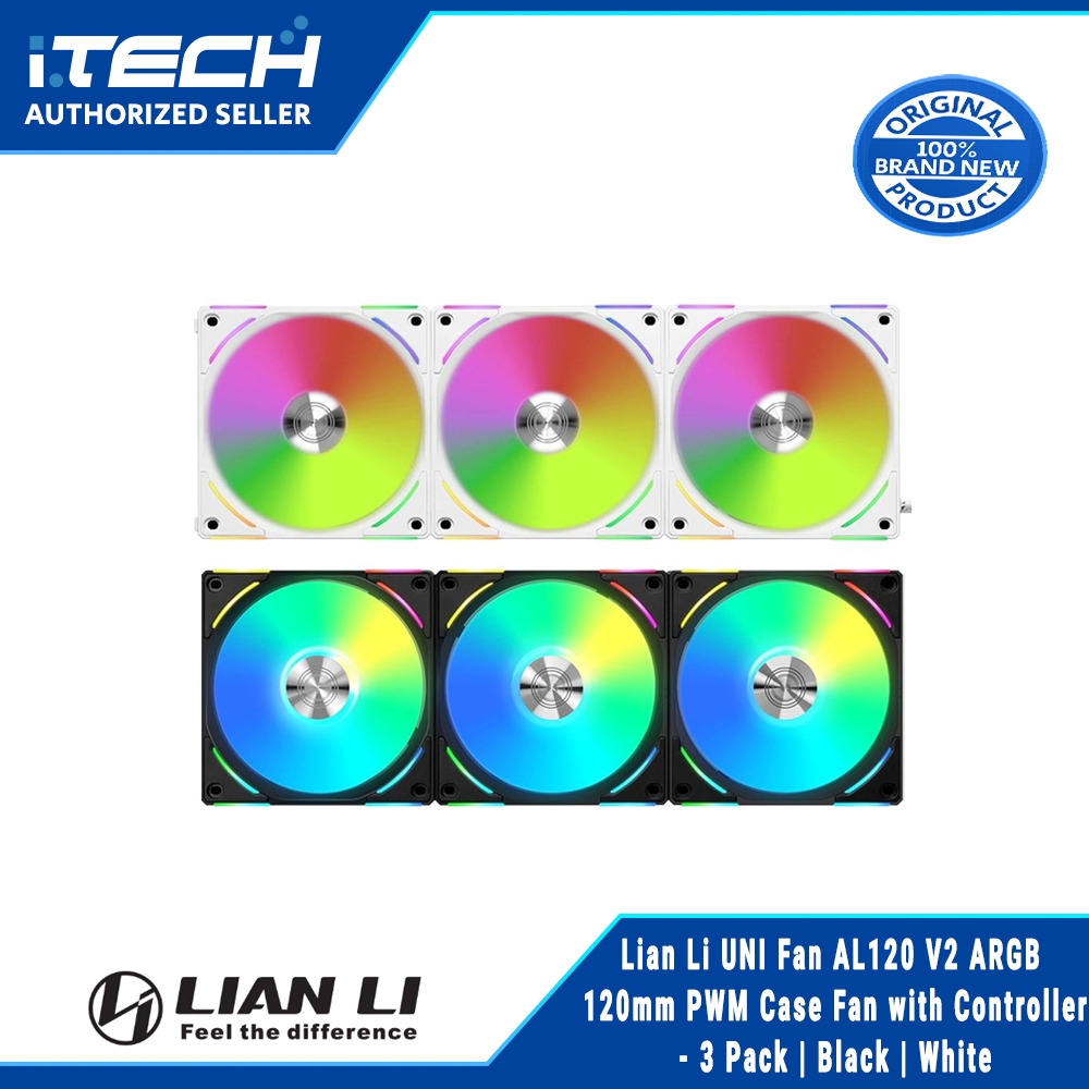 Lian Li UNI Fan AL120 V2 ARGB 120mm PWM Case Fan with Controller - 3 ...