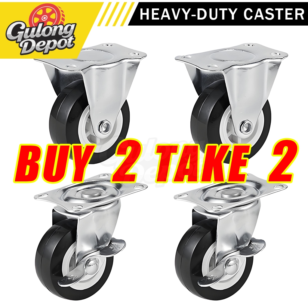 Black Heavy Duty Caster Wheels Silent Trolley Wheel Fixed/Rotate(No ...
