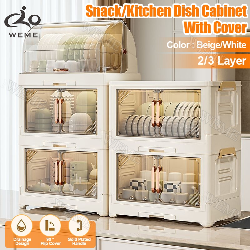 Foldable Dish Rack with Cover 1/2/3/4Layers Kitchen Cabinet Organizer ...