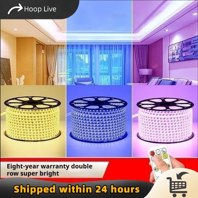 Remote control waterproof three-color LED light strip 10M / 20M| 220V ...