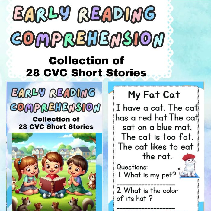 CVC SHORT STORIES FOR EARLY READING PHONICS AND COMPREHENSION PRACTICE ...