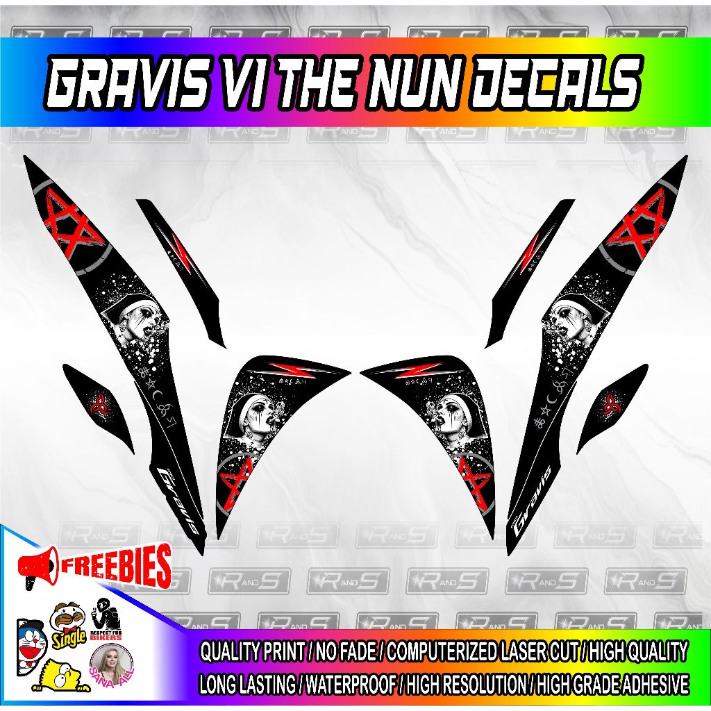 GRAVIS V1 THE NUN DECALS HD PRINT ( MORE COLORS AVAILABLE ) | Shopee ...