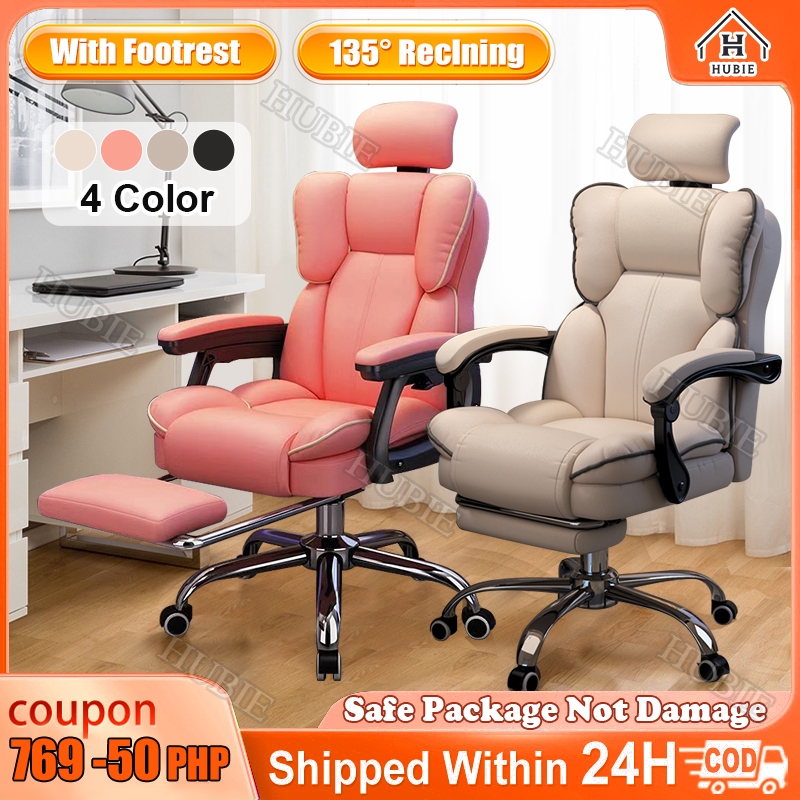 Leather Office Chair Boss Computer Chair Comfort Reclining Ergonomic ...
