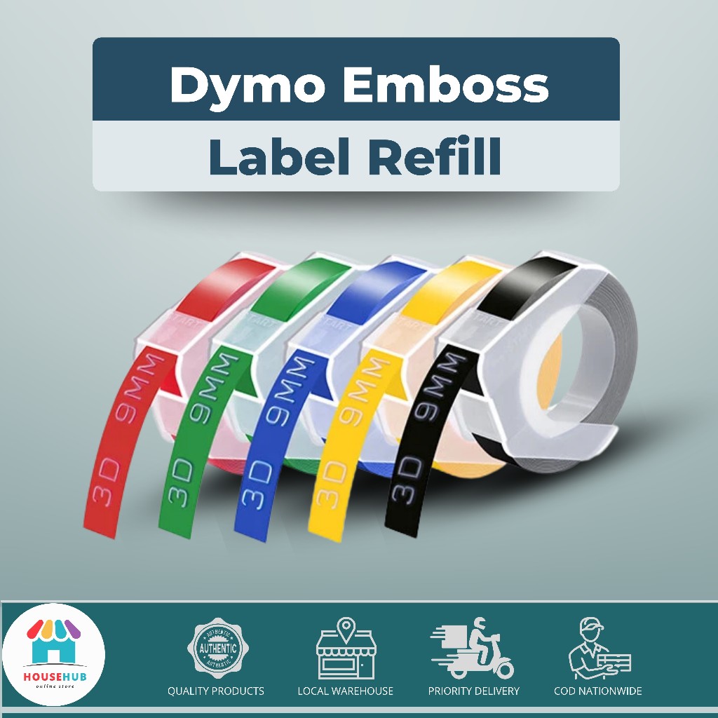 Embossing Label Tape Compatible with Dymo 3D Label Maker (9mm x 3m ...