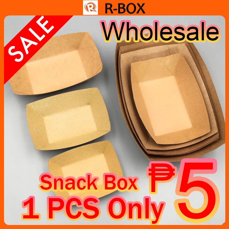 Paper Tray Plain Kraft Single-use kraft paper snack double compartment ...