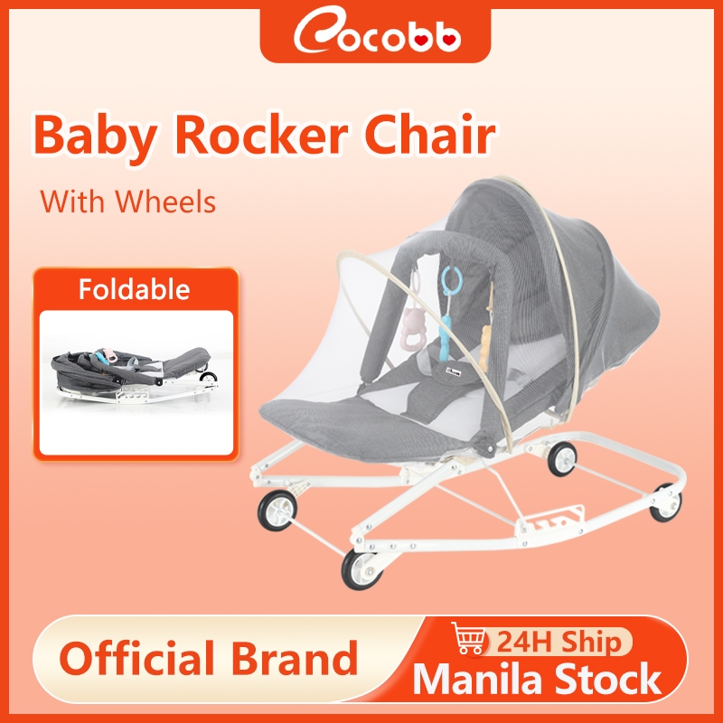 COCOBB Portable Rocking Chair With Wheels, Sunshade, Foldable & Detach ...