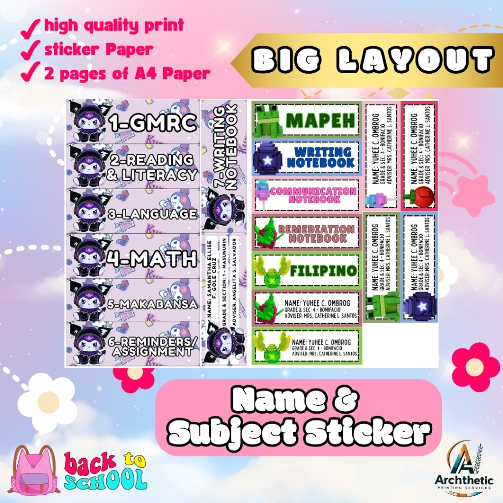 CUSTOMIZE STICKER LABEL FOR NOTEBOOK (BIG LAYOUT) | Shopee Singapore