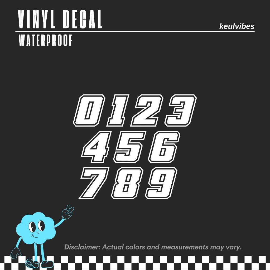 1 PC White Racing Number logo Vinyl Decals brand laptop motor bike car ...