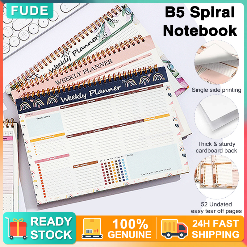 B5 Planner Notebook Lay Flat Binding Weekly Monthly Layout Goal Setting ...