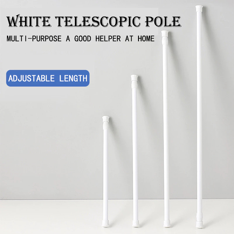 MUT White Adjustable Curtain Rod Shower Curtain Rod Without Drilling ...