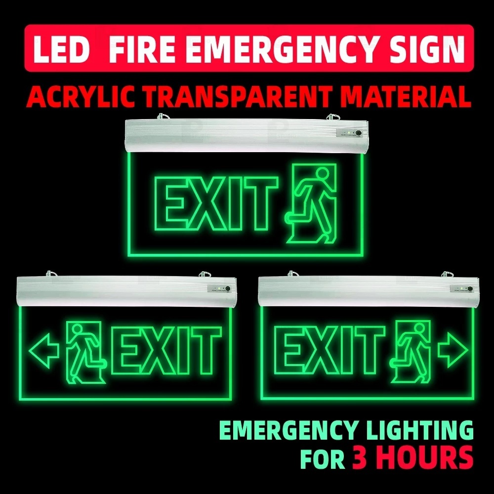 Emegency led light rechargeable emergency exit light fire exit signage ...