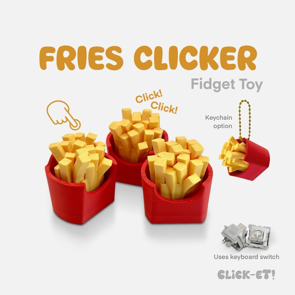 CLICK-ET! Fries Clicker Keychain by Slycelab 3D Printed Aesthetic ...