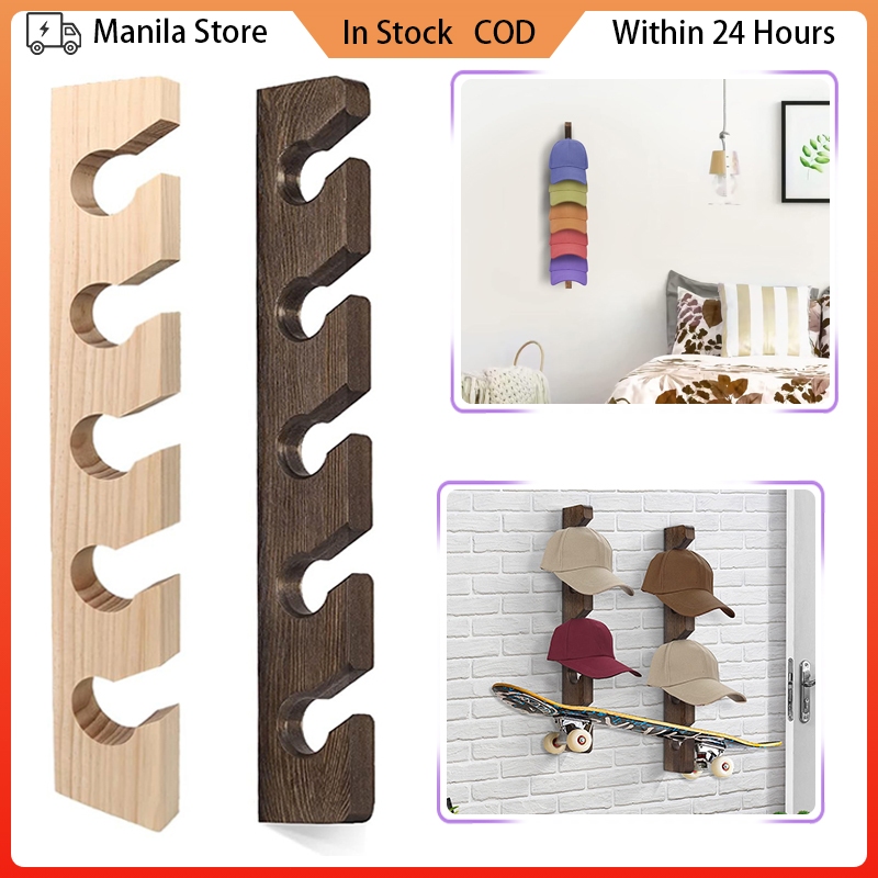Wooden Cap Holder Vertical Wall Mounted Hat Organizer Bedroom Closet ...