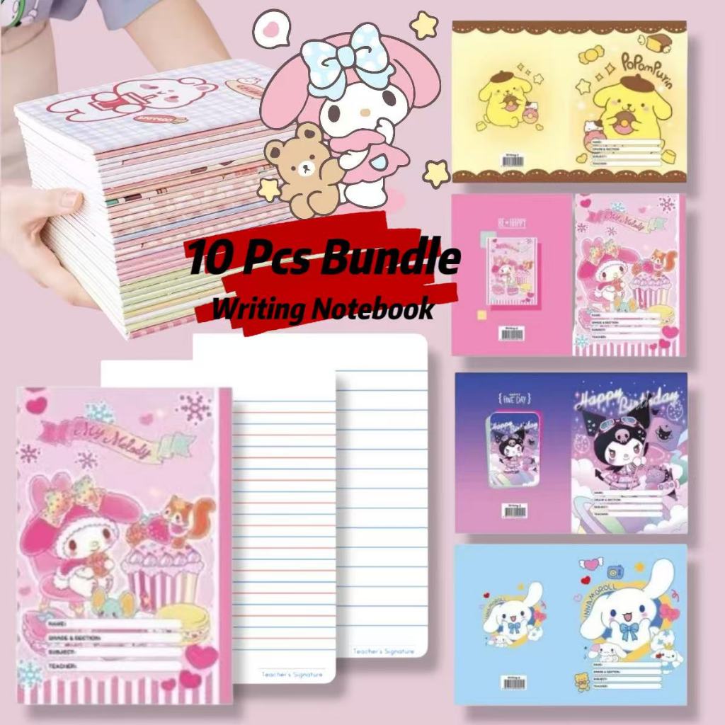 10 Pcs Kuromi Notebook Cartoon Character Composition Writing Notebook ...