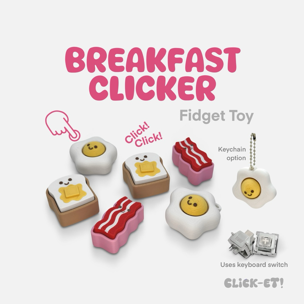 CLICK-ET! Breakfast Clicker Keychain by Slycelab 3D Printed Aesthetic ...