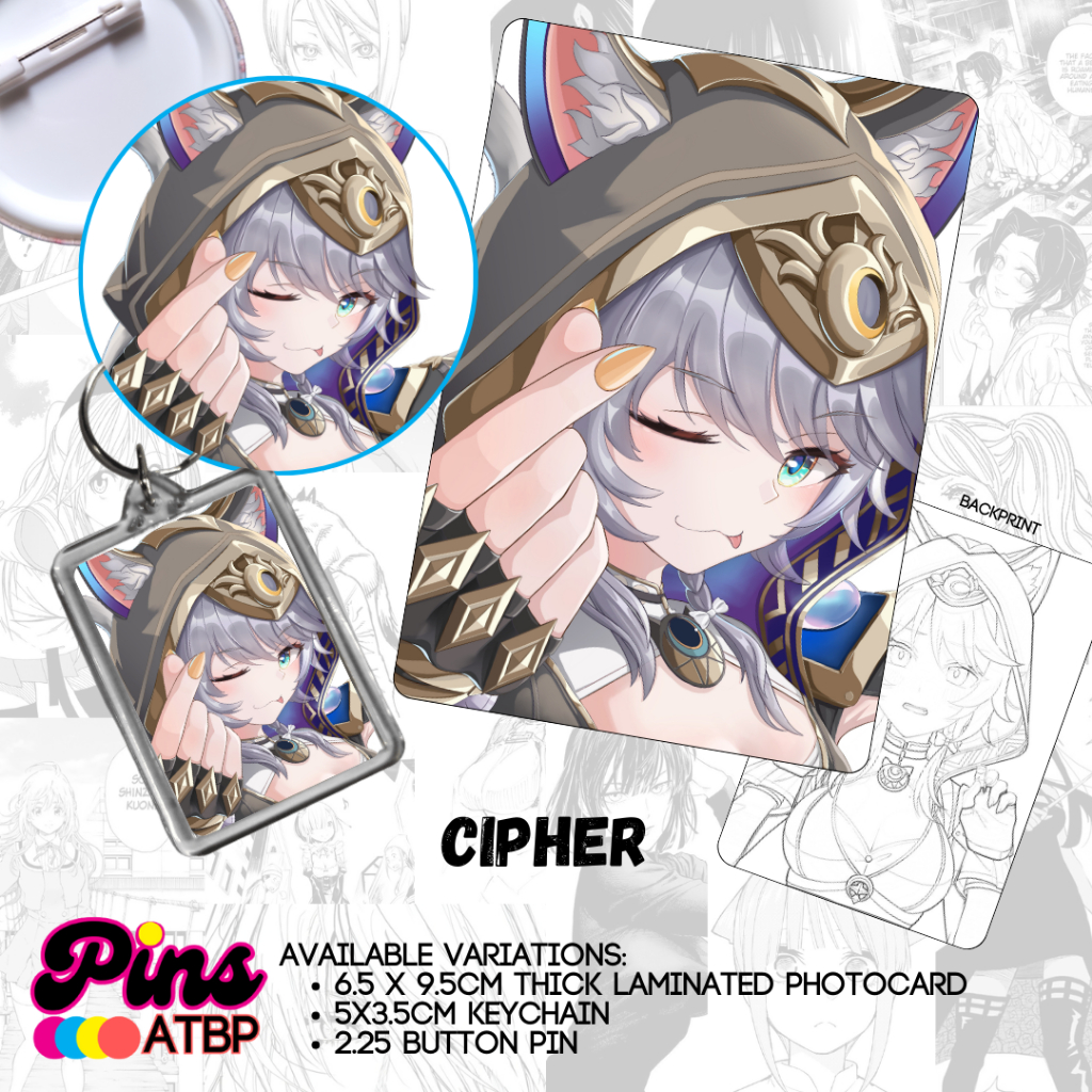 Cipher Honkai Star Rail Anime Collectible Photocard Button Pin Keychain ...