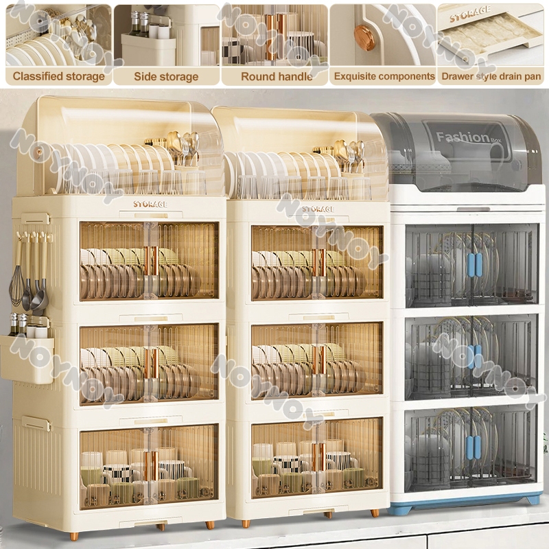 Dish Rack Drainer Drying Rack With Cover Dish Cabinet Foldable ...